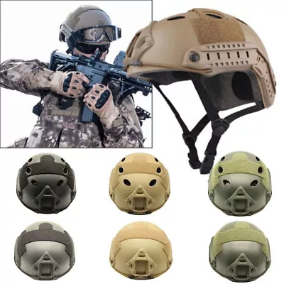 Military Fast Protective Helmet W/Side Rails For Paintball Hunting/Shooting CS • £20.38