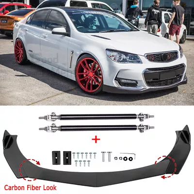$119.14 • Buy For Holden Commodore VF VE Ute Carbon Fiber Front Bumper Lip Spoiler +Strut Rods
