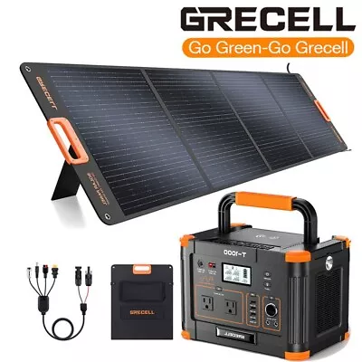 GRECELL 1000W Power Station With 200W Foldable Solar Panel Set For RV Camping • $789.99