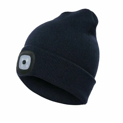 LED Lighted Beanie Cap With Head Torch Light Unisex Teenage Winter Warm Knit Hat • £7.45