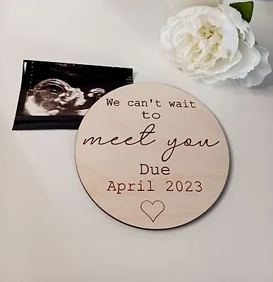 Personalised Baby Name Disc | Baby Announcement | Photo Prop Plaque | Due Date • £16