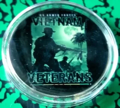 Usmc Vietnam Veterans Colorized Art Round Challenge Coin • $19.99