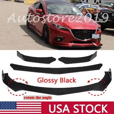 $42.99 • Buy For Mazda 3 Hatchback 2004-2021 Gloss Black Front Bumper Lip Splitter Body Kit