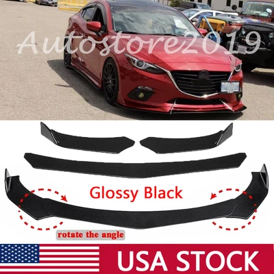 $42.99 • Buy For Mazda 3 Hatchback 2004-2021 Gloss Black Front Bumper Lip Splitter Body Kit