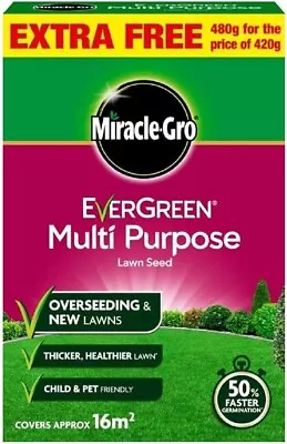 Miracle Gro Multi Purpose Grass Seed Hard Wearing Garden New Lawn Repair 480g • £8.85