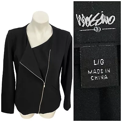 Mossimo Blazer Womens Large Black Knit Jacket Office Casual Work Rock Gothic • $24.88