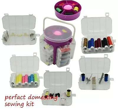 210pc Sewing Kit Set Storage Caddy Box Thread Needles Pins Buttons Deluxe New • £9.99