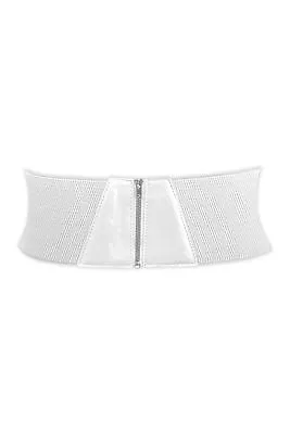 White 4 Inches Wide Corset Zip Up Elastic High Waist Cinch Belt Size 10-20 BN • £4.99