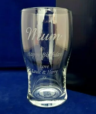 PERSONALISED ENGRAVED HALF PINT GLASS 18th 21st 30th 40th 50th Birthday Gift • £9.48