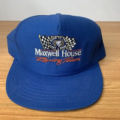 Maxwell House Racing Snapback Cap Blue Trucker Hat - Made In The USA • $24.99