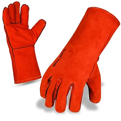 Welding Gloves Heat Resistant 14'' BBQ/Oven/MIG/TIG Welder Welder Gauntlets • £5.09