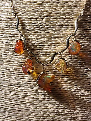 Beautiful Mexican Fire Opal Gold Necklace. NMO103 • $3499.99