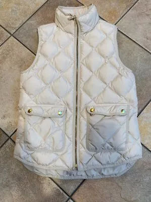 J.Crew Women XS Ivory Bleached Sand Quilted Down Excursion Puffer Vest • $19.99