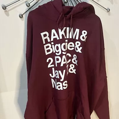 Hip Hop Rap Hoodie Rakim Biggie 2Pac Jay Z Nas Men’s Size 4XL Maroon • $48.88