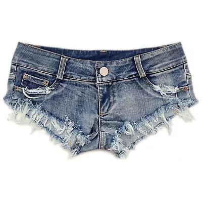 Women Mini Micro Denim Shorts Low Waist Ripped Hot Pants Jeans Clubwear Sexy • £18.13