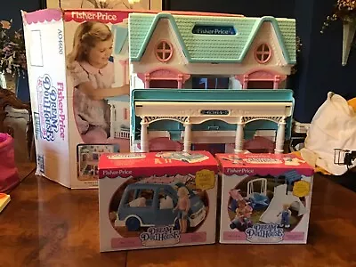 Vintage 1993 Fisher Price Loving Family Dream Dollhouse With Box And 2 Other Set • $400