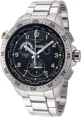 Hamilton Khaki Aviation Men's Black Watch With GMT/Dual Time Bezel - H76714135 • £500