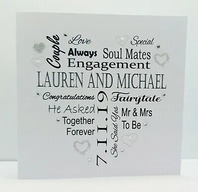 £3.89 • Buy Personalised Handmade Engagement Card Bride Groom To Be Keepsake Word Art 