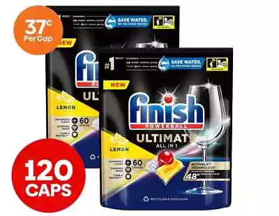 2 X 60pk Finish Powerball Ultimate All In 1 Dishwashing Caps Lemon Sparkle • $82