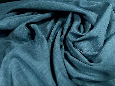 Linen-look Cationic Woven Dress Fabric Per Metre - Plain - Kingfisher Blue • £4.99