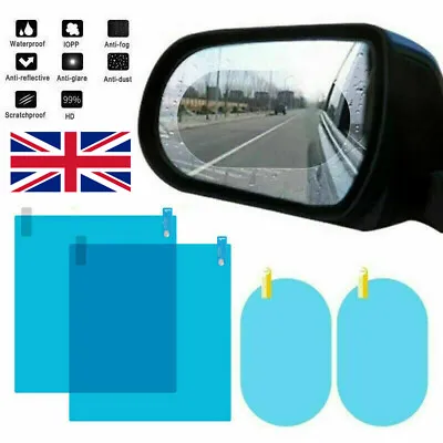 £4.38 • Buy 4x Car Anti-fog Rainproof Sticker Side Mirror Window Protective Film Rain Shield
