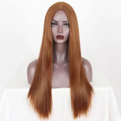 Orange Wig Women Long Straight Heat Resistant Synthetic Hair Cosplay Middle Part • $12.90