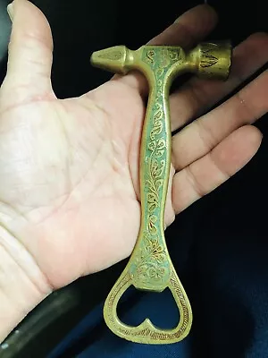 Brass Bottle Opener With A Hammer /tourquise Color Inlay Handle • $25