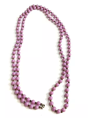 Coro Vintage Long Necklace Beaded Purple Spacers Single Strand 49  Length • $6.99