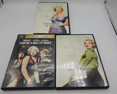 Marilyn Monroe DVD Lot Of 3 Some Like It Hot Love Nest Let's Make It Legal MINT • $14.99