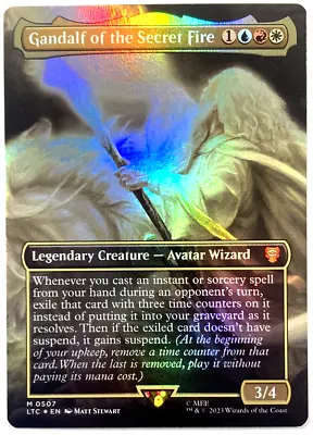 MTG Gandalf Of The Secret Fire *BORDERLESS FOIL* The Lord Of The Rings 507 NM • $13.25