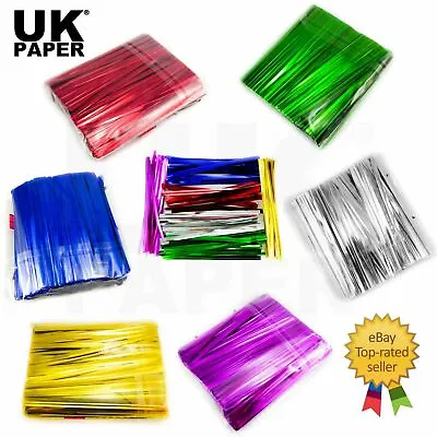 Metallic Plastic & Wire Twist Ties 4 Cone Cellophane Sweet Party Cake Gift Bags • £18.99