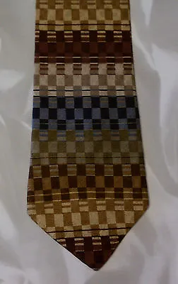 Martin Wong Studio Tie Silk Geometric Design Brown Tan Blue Maroon NIB T672 • $29.79