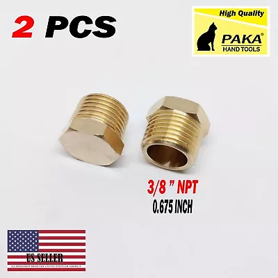 2X 3/8” Inch Male NPT Cored Hex Head Plug Brass Pipe Fitting NPT Fuel Water Air • $7.99