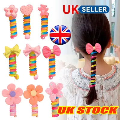 £4.38 • Buy Colorful Telephone Wire Hair Bands For Kids,New Spiral Hair Ties Accessorie BL