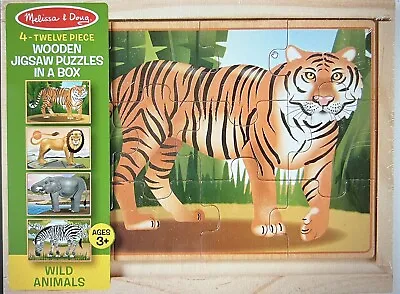 Melissa And Doug Wild Animals Wooden Jigsaw Puzzles In A Box Ages 3+  • $8