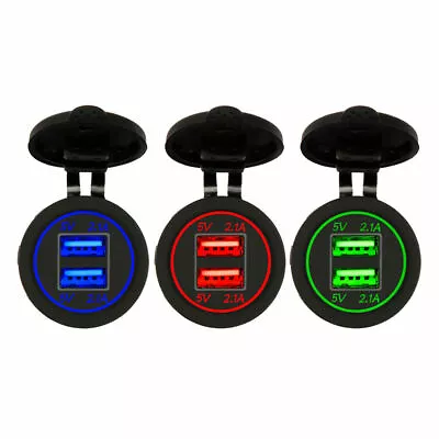 Dual Port USB Charger Socket Power Outlet Adapter Plug For Car Boat Motorcycle • $6.99