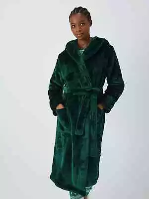 John Lewis Cece Shimmer Fleece Dressing Gown Dark Green Size Small - RRP £50. • £39.95