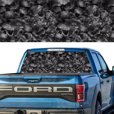 $33.99 • Buy SKULL Camo Pattern #2  Rear Window Graphic Decal PERFORATED VINYL TINT