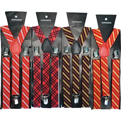Men's BRACES SUSPENDERS FANCY DRESS SUITS Stripe Checked Braces • £7.47