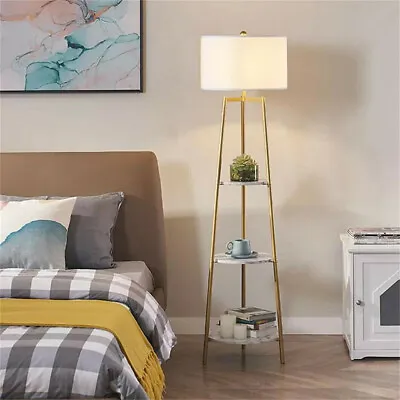 $105.98 • Buy Vintage Tripod Floor Lamp Reading Sofa Light LED Standing With Shelves Bedroom