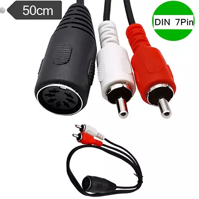 DIN 7-Pin 7 PIN Female Plug To Dual RCA Male Jack Audio Adapter Cord Cable 50cm* • $8.98