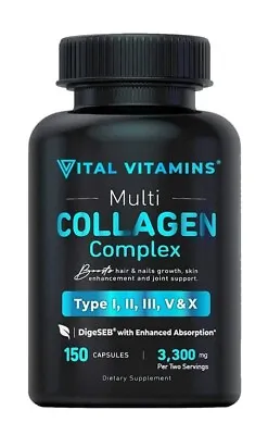 Vital Vitamins Multi Collagen Complex - Type I II III V X Grass Fed • $15.99