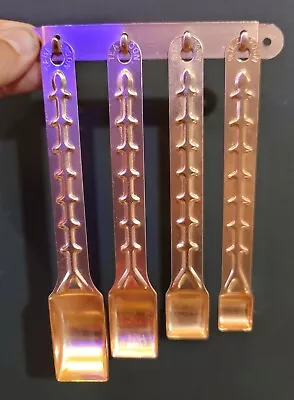 MCM Anodized Aluminum Teaspoon Set 4pc With Wall Rack Retro Copper Tone • $25