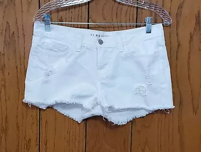 Womens J Brand Cut Off Vixen White Distressed Raw Edge Denim Shorts 28 • $13.99