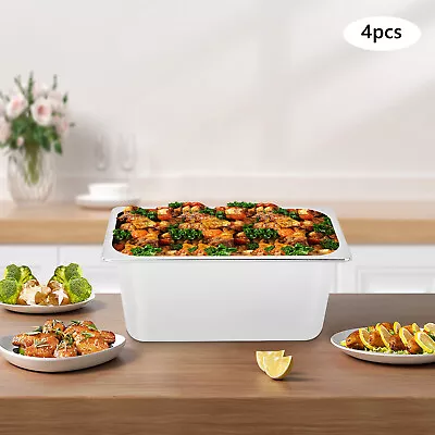 4 Pack 6 Deep 1/3 Size Steam Table Pans With Lids Hotel Food Pan Stainless Steel • $48.45