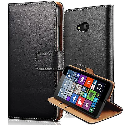 Luxury REAL LEATHER WALLET STAND CASE FOR Microsoft NOKIA LUMIA 550 UK SELLER • £2