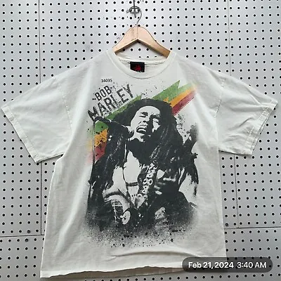 Vintage Bob Marley Zion Shirt Mens Large White Rasta Jamaican Music Band 21X26 • $21.11