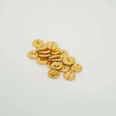 35 Vintage Solid Brass Buttons 5/8  2-Hole Two Buttons Military Dress Gold Tone • $5.50