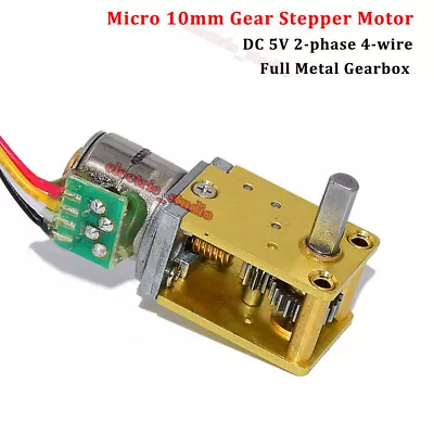 Micro 10MM DC 5V 2-Phase 4-Wire Full Metal Gearbox Worm Gear Stepper Motor Robot • $8.25