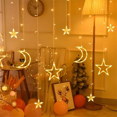 £7.89 • Buy LED Curtain Lights Twinkling Star Moon Ramadan Eid Mubarak Fairy String Light